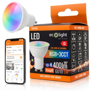 Żarówka LED GU10 5W RGB + CCT CIEPŁA NEUTRALNA ZIMNA Tuya Smart Bluetooth