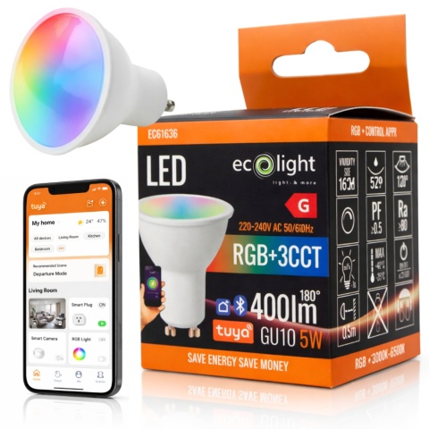 żarówka LED GU10 5W RGB CCT Tuya Smart Bluetooth