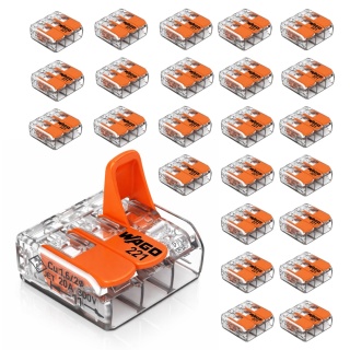 Zestaw 25x Szybkozłączka do linki i drutu 3x0,2-4mm² WAGO 221-413 dźwignie