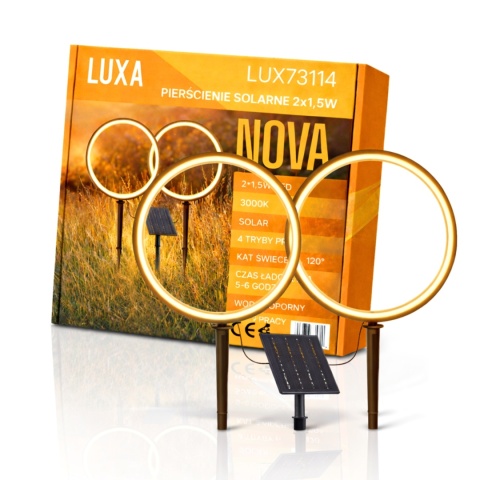 Lampa solarna pierścienie ogrodowe LUXA LUX73114 2x1.5W LED 3000K