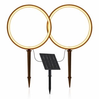 2x Lampa Solarna LED Pierścienie Ringi Kula Ogrodowa 30cm Ciepła SOLAR IP54