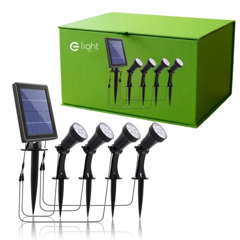 Reflektory solarne ogrodowe Bush 4 sztuki z panelem solarnym 3000K IP44