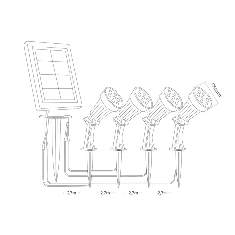 Zestaw 4 reflektorów solarnych Bush ciepła barwa 3000K czarne