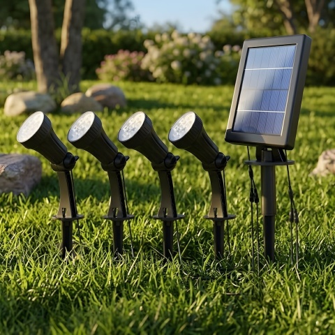Zestaw Bush 4 reflektory solarne LED do rabat ścieżek i zieleni
