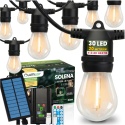 Długa Girlanda Solarna 20m 30x LED Żarówki Pilot Ogrodowa Taras IP65 Solena
