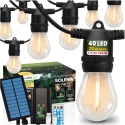 Długa Girlanda Solarna 20m 40x LED Żarówki Pilot Ogrodowa Taras IP65 Solena