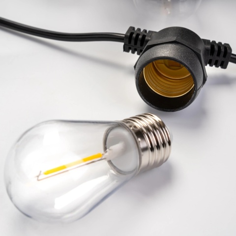 Długa Girlanda Solarna 20m 40x LED Żarówki Pilot Ogrodowa Taras IP65 Solena