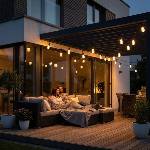 Girlanda Solarna 15m 15x LED Efekt Płomienia Ogień Ogrodowa Lampa Flame