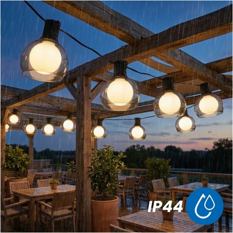 Girlanda Solarna 4,7m 10x LED Kulki Ogrodowa na Balkon Taras Perła IP44