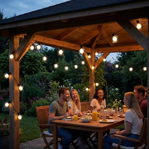 Girlanda Solarna 4,7m 10x LED Kulki Ogrodowa na Balkon Taras Perła IP44