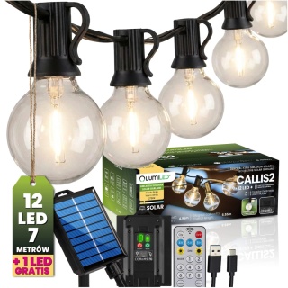 Girlanda Solarna 6,5m 12x LED Kulki z Pilotem Ogród na Balkon Taras Callis2