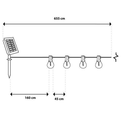 Girlanda Solarna 6,5m 12x LED Kulki z Pilotem Ogród na Balkon Taras Callis2