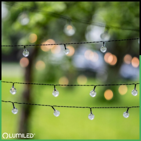 Girlanda Solarna Ogrodowa 100x LED Ozdobne Kuleczki 16.86m 3000K Ciepła