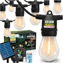Girlanda Solarna Ogrodowa 15m 22x LED Żarówki z Pilotem Ciepła Barwa IP44