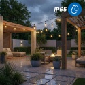 Girlanda Solarna Ogrodowa 15m 22x LED Żarówki z Pilotem Ciepła Barwa IP44