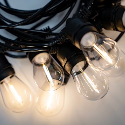 Girlanda Solarna Ogrodowa 15m 22x LED Żarówki z Pilotem Ciepła Barwa IP44