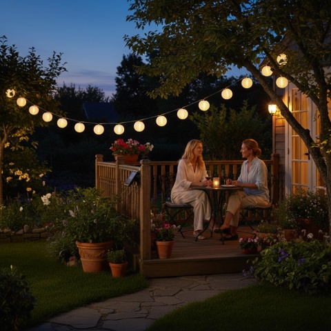 Girlanda Solarna Ogrodowa 7,6m 20 LED Lampioniki Ciepłe Światło Taras Boho