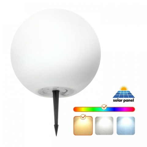 Kula Ogorodowa Lampa Solarna LED 30cm 3000K Ciepła + RGB Kolorowa PILOT USB KOBI