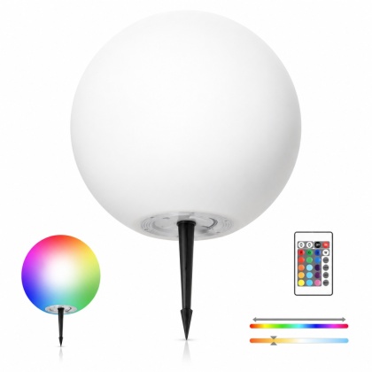 Kula Ogorodowa Lampa Solarna LED 40cm 3000K Ciepła + RGB Kolorowa PILOT USB KOBI