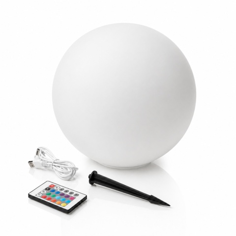 Kula Ogorodowa Lampa Solarna LED 40cm 3000K Ciepła + RGB Kolorowa PILOT USB KOBI
