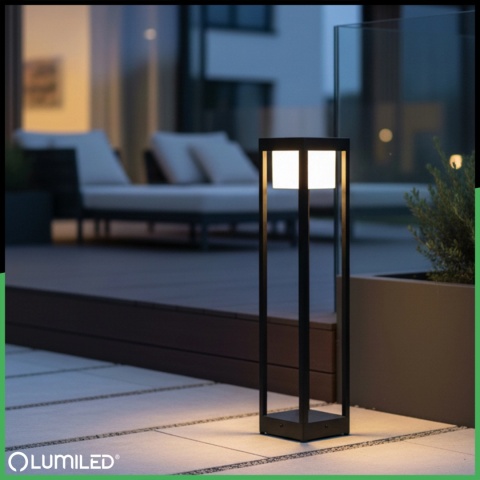 LUMILED SŁUPEK OGRODOWY LED QUERCUS 60CM 12W 3000K CZARNY IP54 NOWOCZESNY