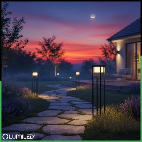LUMILED SŁUPEK OGRODOWY LED QUERCUS 60CM 12W 3000K CZARNY IP54 NOWOCZESNY