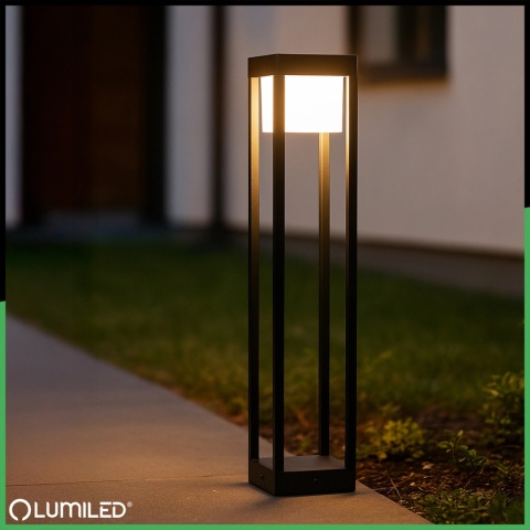 LUMILED SŁUPEK OGRODOWY LED QUERCUS 80CM 12W 3000K CZARNY IP54 NOWOCZESNY