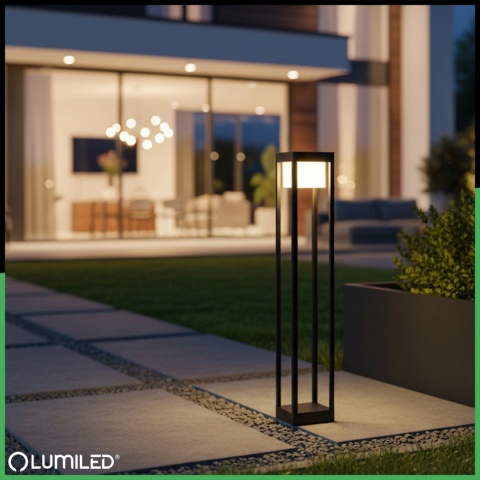 LUMILED SŁUPEK OGRODOWY LED QUERCUS 80CM 12W 3000K CZARNY IP54 NOWOCZESNY