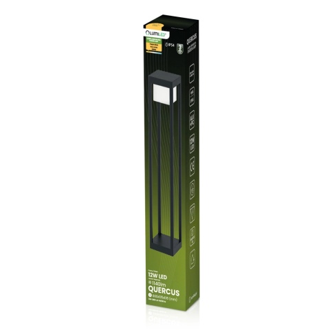 LUMILED SŁUPEK OGRODOWY LED QUERCUS 80CM 12W 3000K CZARNY IP54 NOWOCZESNY