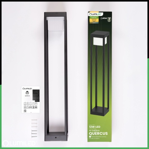 LUMILED SŁUPEK OGRODOWY LED QUERCUS 80CM 12W 3000K CZARNY IP54 NOWOCZESNY