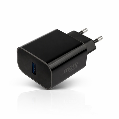 Ładowarka sieciowa USB-A 20W PD 3A Szybkie Ładowanie Telefon Tablet Czarna