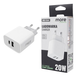 Ładowarka sieciowa USB-C USB-A 20W PD 3A Szybkie Ładowanie Telefon Tablet