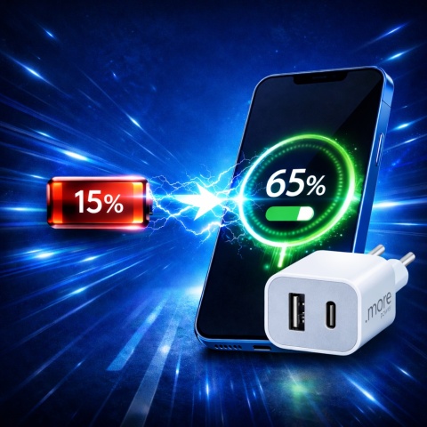 Ładowarka sieciowa USB-C USB-A 20W PD 3A Szybkie Ładowanie Telefon Tablet