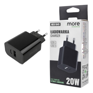 Ładowarka sieciowa USB-C USB-A 20W PD 3A Szybkie Ładowanie Telefon Tablet