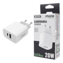 Ładowarka sieciowa USB-C USB-A 20W PD 3A Szybkie Ładowanie Telefon Tablet