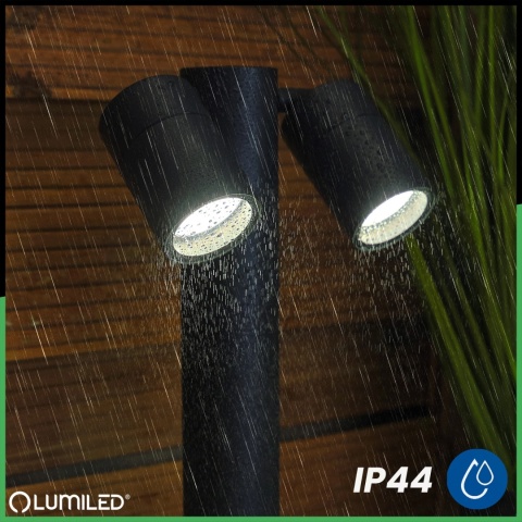 Lampa Ogrodowa Słupek 45cm 2x GU10 Podwójny Reflektor Ruchomy Spot Czarny