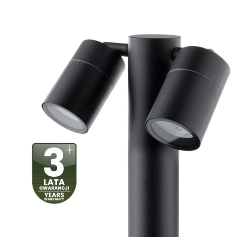 Lampa Ogrodowa Słupek 45cm 2x GU10 Podwójny Reflektor Ruchomy Spot Czarny