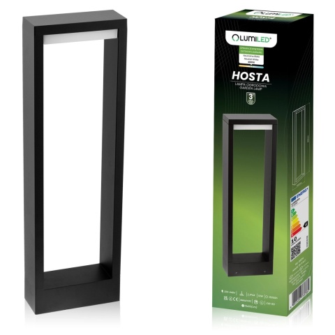 Lampa Ogrodowa Słupek Stojący LED 10W 60cm Czarny Nowoczesny Ciepły Hosta
