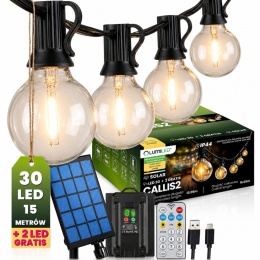 Lampa Solarna Girlanda 15m 30 LED Kulki Pilot IP44 Zewnętrzna Mocna CALLIS2
