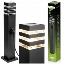 Lampa Zewnętrzna Stojąca 60cm E27 + Gniazdo 230V Słupek Czarny Taxus 2 IP44