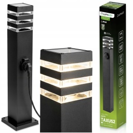 Lampa Zewnętrzna Stojąca 60cm E27 + Gniazdo 230V Słupek Czarny Taxus 2 IP44
