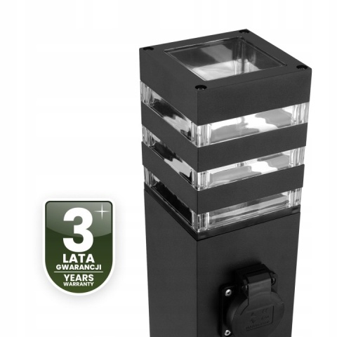 Lampa Zewnętrzna Stojąca 60cm E27 + Gniazdo 230V Słupek Czarny Taxus 2 IP44