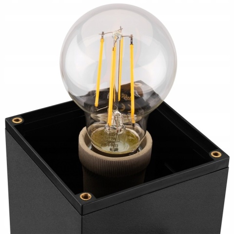 Lampa Zewnętrzna Stojąca 60cm E27 + Gniazdo 230V Słupek Czarny Taxus 2 IP44