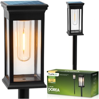Lampka Solarna LED do Ogrodu Wbijana Mocna Słupek IP44 Ozdobna Czarna 3000K