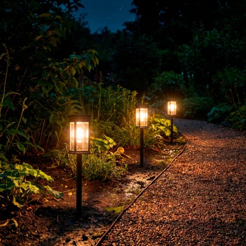 Lampka Solarna LED do Ogrodu Wbijana Mocna Słupek IP44 Ozdobna Czarna 3000K