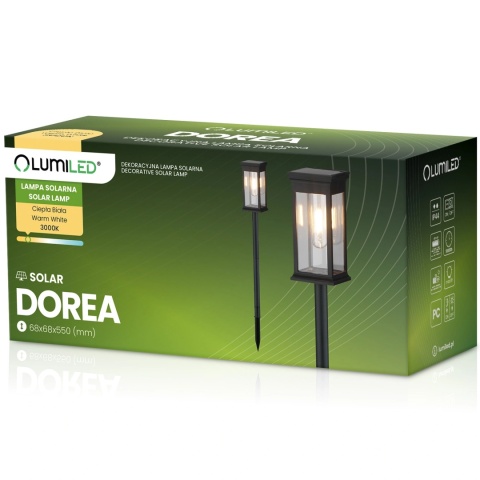 Lampka Solarna LED do Ogrodu Wbijana Mocna Słupek IP44 Ozdobna Czarna 3000K