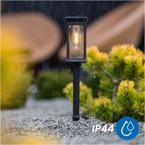 Lampka Solarna LED do Ogrodu Wbijana Mocna Słupek IP44 Ozdobna Czarna 3000K