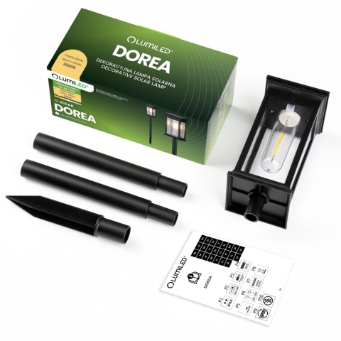 Lampka Solarna LED do Ogrodu Wbijana Mocna Słupek IP44 Ozdobna Czarna 3000K