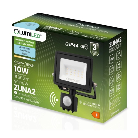 Naświetlacz LED 10W 900lm Halogen z Czujnikiem Ruchu Zewnętrzny IP44 6500K