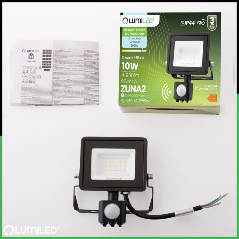 Naświetlacz LED 10W 900lm Halogen z Czujnikiem Ruchu Zewnętrzny IP44 6500K
